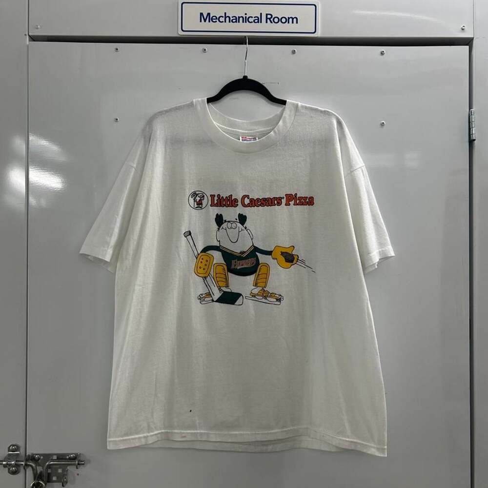 Vintage 90s Little Caesars Pizza Express Hockey Goalie Pepsi Promo Tee XL